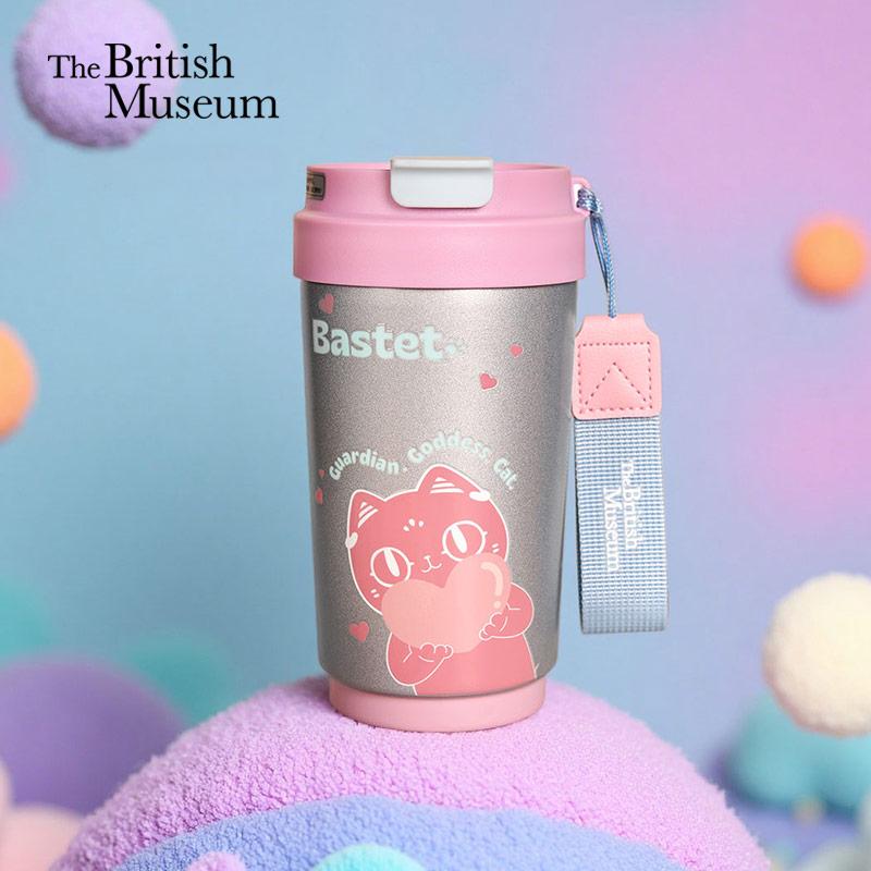 大英博物馆巴斯特显温保温杯女士高颜值2025新款小巧便携爱心喵咪咖啡杯送老师