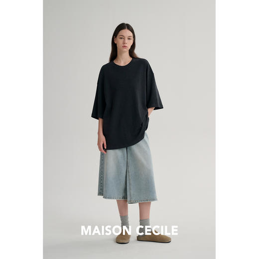 MAISON CECILE 三色/天丝羊毛基础百搭休闲慵懒感宽松大T恤 商品图4