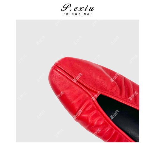 PanYiXiu/潘依绣羊皮柔软舒适设计感方头褶皱平底鞋 QL109901 商品图3