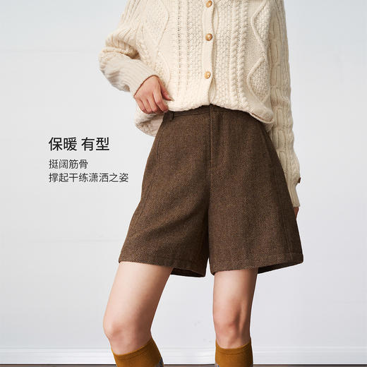 OLrain欧芮儿2025新款女秋季小个子高腰a字显瘦休闲阔腿裤短裤 商品图2