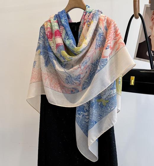 FS竹纤维竹棉印花围巾2024 商品图1