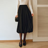 OLrain欧芮儿2025新款女秋季通勤黑色毛呢百褶花苞半身裙显瘦裙子 商品缩略图0