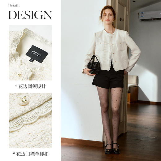 OLrain欧芮儿米杏色小香风短外套女秋季2025新款法式休闲百搭上衣 商品图1