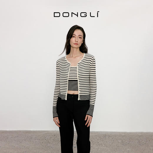 东黎 • 我不被驯化 新序条纹 山羊绒女士秋季打道开衫 5372 商品图1