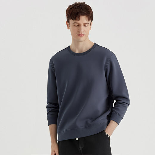 罗蒙秋冬男士加绒圆领卫衣多色可选保暖舒适百搭休闲通勤t恤男上衣 商品图4