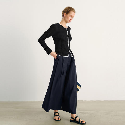 【商场同款】麦檬春秋气质修身撞色毛衫开衫5F8133051 商品图1