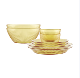 康宁餐具琥珀色耐热玻璃餐具套装 SN晶尊餐具豪华 8件套