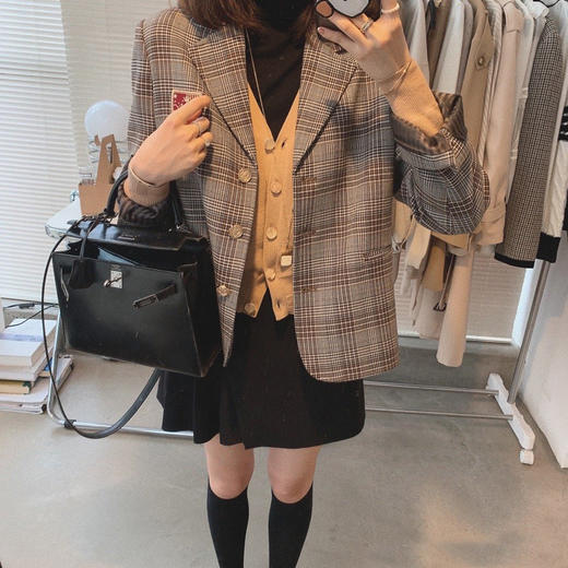 金蘑菇菇【 伦敦大道西装】高端黑标精纺羊毛英伦风格纹小西装 商品图10