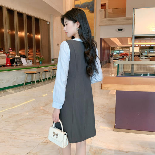 奢姿大码女装2025秋季时尚拼色系带连衣裙胖妹妹气质优雅减龄裙子9953869887 商品图3
