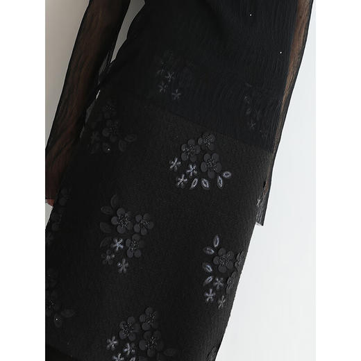 COCOBELLA亮片立体花刺绣新款半身裙冬小个子时尚毛呢裙HS616 商品图2