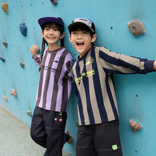 漫画家【条纹攀岩T】户外攀岩元气宽条棉感长袖训练上衣 商品图1