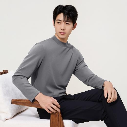 【莫代尔/远红外发热】柒牌男装长袖抗菌T恤秋季半高领休闲上衣129T70250 商品图1