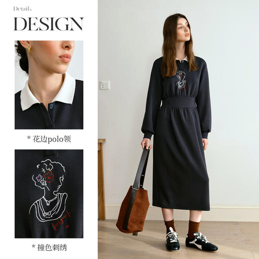 OLrain欧芮儿法式POLO领设计感针织连衣裙2025秋季新款时尚连衣裙 商品图1