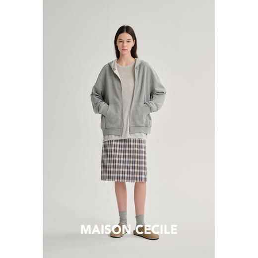 MAISON CECILE 色织复古格子一片式围裹高腰A字半身裙 商品图4