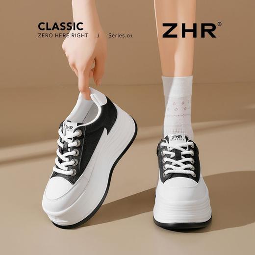 ZHR则则6.5CM增高厚底小白鞋女革面板鞋2025新款小个子休闲运动鞋 商品图1