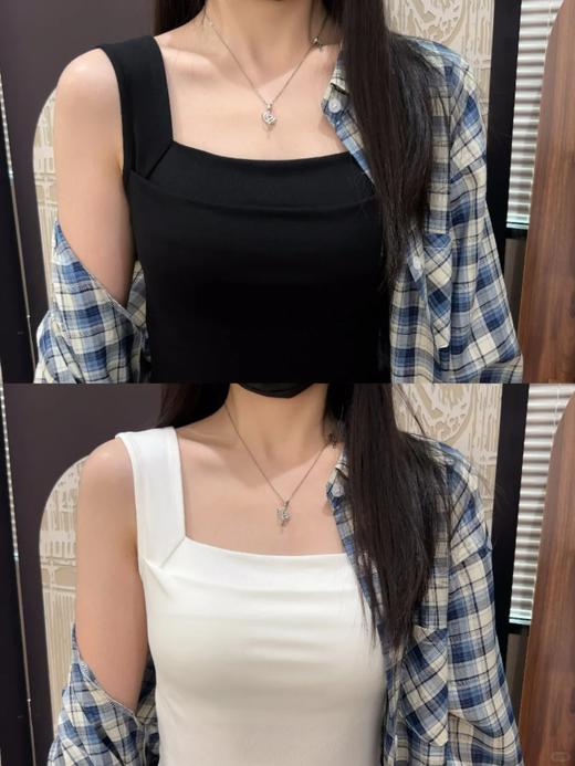 69.9💰得2件！“锁骨天花板”🔥【韩剧女主直角肩一字领背心】肩带加宽有弹力不勒卡，完美遮盖住副乳‼️ 商品图2