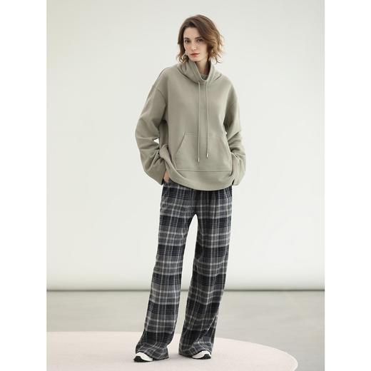 COCOBELLA通勤格纹阔腿裤秋新款休闲裤女小个子直筒裤PA3093 商品图2