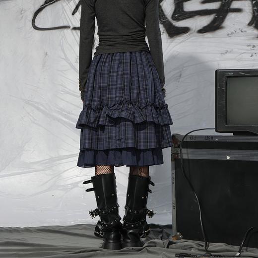 荒诞格纹拼接荷叶边中裙-纪念日百货门店同款165043535 商品图2