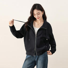 「高货xg」全新升级【铂金会员211/天猫279/差价68】(41900)洛诗琳新款拉链卫衣外套2025秋季羊毛混纺休闲夹克上衣女