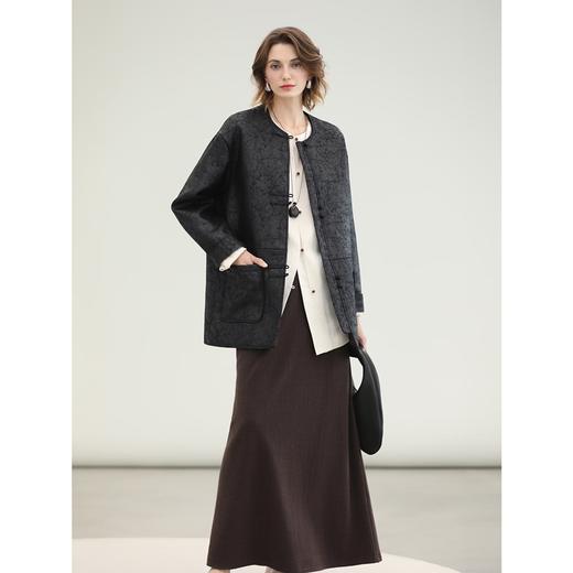 COCOBELLA通勤轻奢爆裂纹PU皮衣外套新款休闲质感夹克PU3196 商品图3