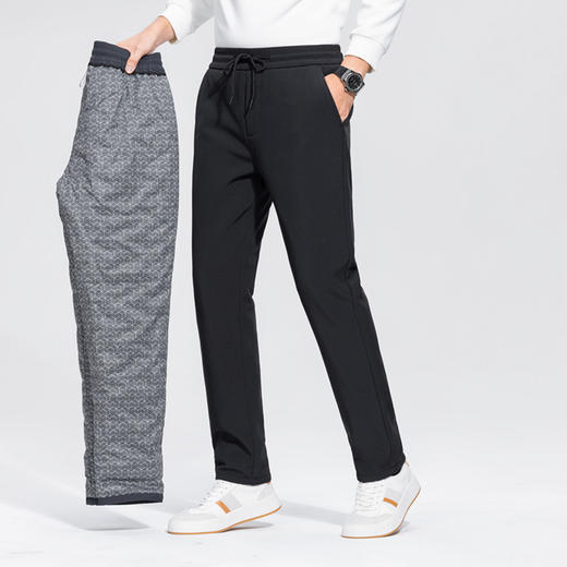 【鸭绒裤】罗蒙男士冬季羽绒裤保暖白鸭绒松紧裤腰不起球抗皱舒适直筒长裤 商品图2