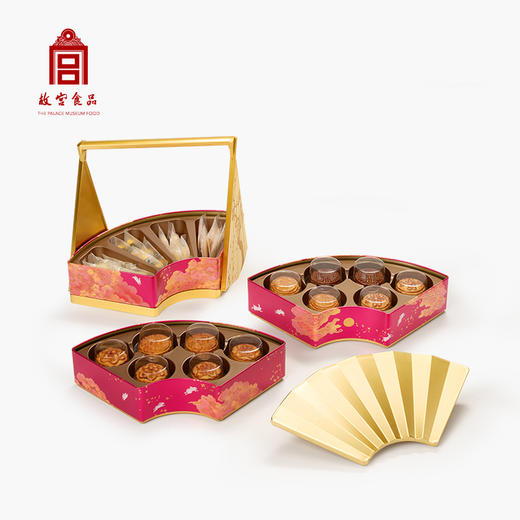 2025中秋朕的心意 彩云追月系列  宫扇盒-瑞彩/羽宴/云彤/480g 宝扇盒-彩云追月红/蓝 908g故宫食品 中秋节月饼礼盒 商品图9