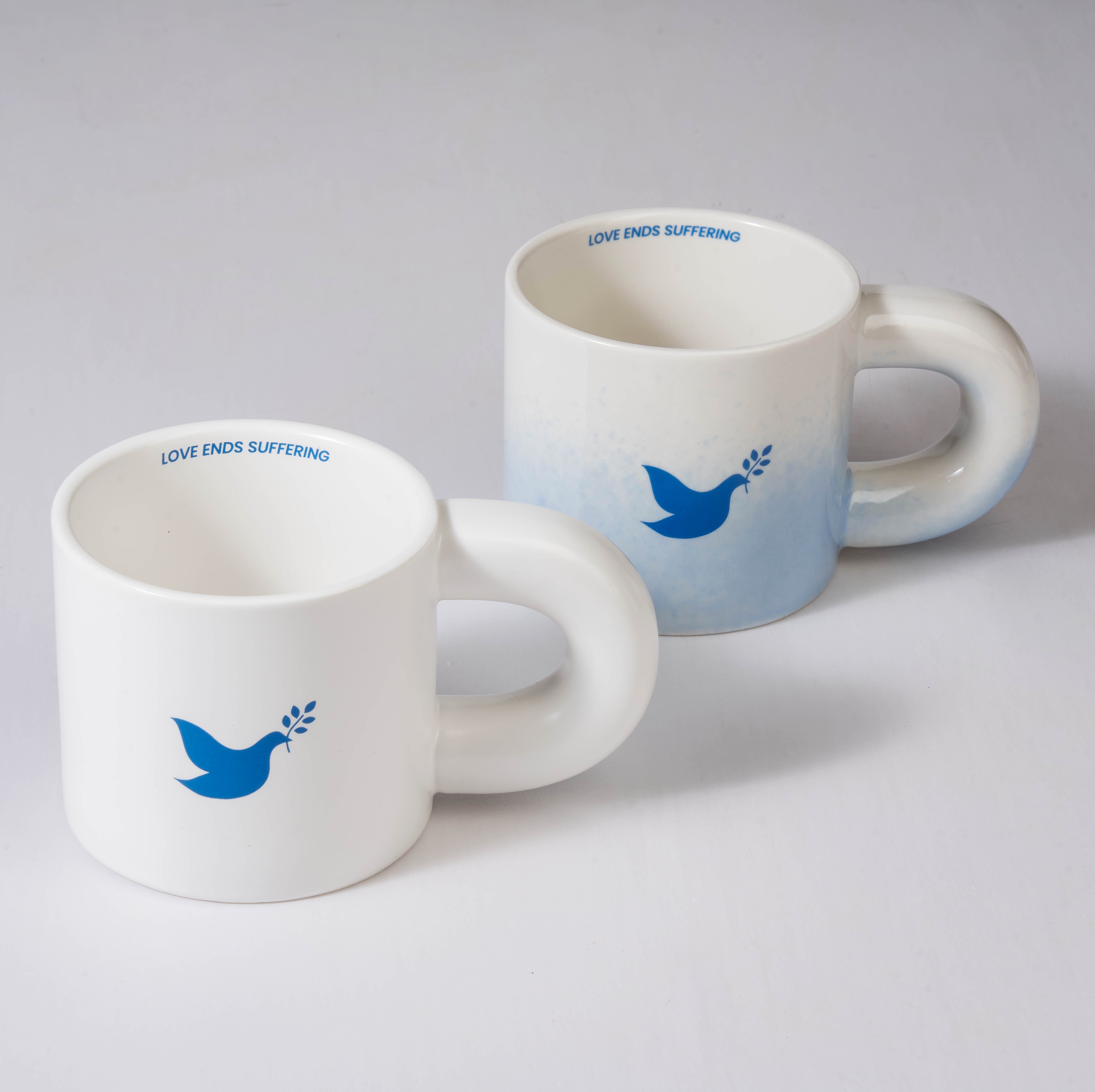 心意组合：蓝白马克杯