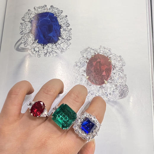 GAONAS 经典臻奢贵气女王绿色方形戒指11475JG 商品图6