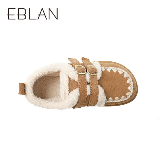 伊伴冬季加绒厚底棉鞋毛毛鞋波嬉风复古美拉德色系B25729008 商品图2