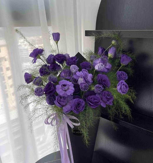 【紫色梦幻】深紫色洋桔梗15-20朵+芦荀草3-4支/份 商品图3