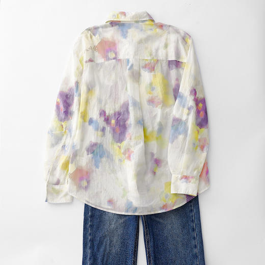 GYH 1852印花棉长袖衬衫复古宽松减龄休闲衬衣 商品图2