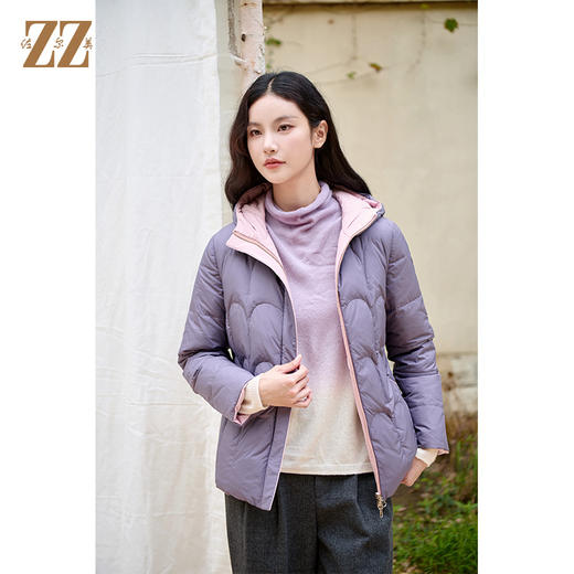 佐尔美冬季新款 双面穿气质连帽羽绒服女M44YY02 商品图3