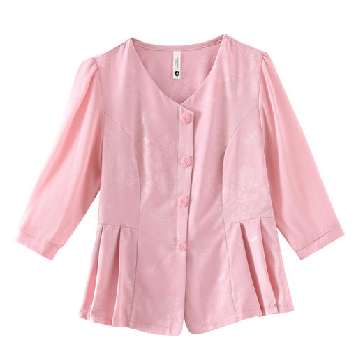 KQL B41N6587纯色中袖衬衫时尚大码上衣宽松遮肚修身显瘦小衫 商品图4