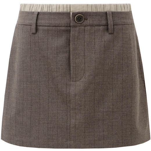 SELFWHO撞色假两件拼接条纹半身裙女2025秋新款高智感百搭A字短裙 商品图4