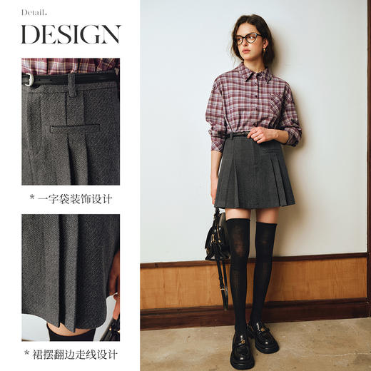 OLrain欧芮儿2025新款女秋季通勤显瘦显高压褶短半身裙直筒百褶裙 商品图1