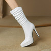 BZ48S8ypti超高跟中筒靴 时尚白色细跟秋冬单靴 防水台冬季女鞋靴子 商品缩略图0
