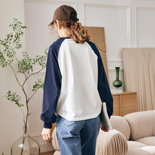 OLrain欧芮儿法式长袖T恤女秋季2025年新款卡通大象印花撞色上衣 商品图2