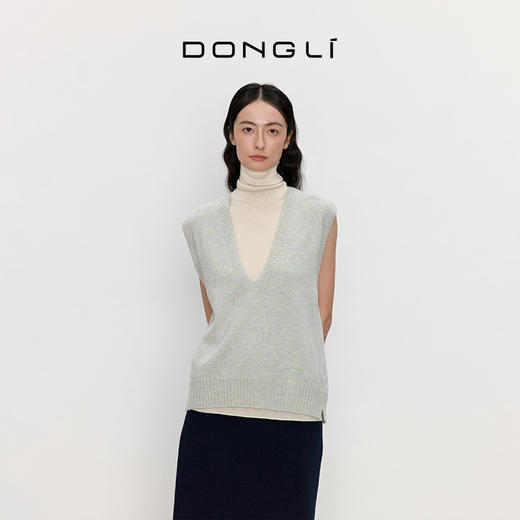 东黎 • 山羊绒女士春秋全成型V领针织马甲背心外穿 3210 商品图1