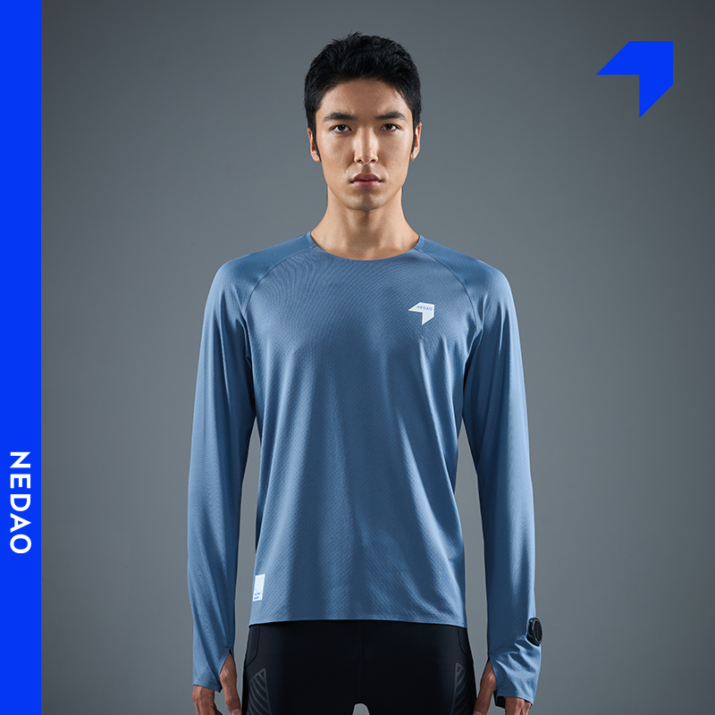 25新款内道网眼跑步长袖男款透气干爽网眼跑步训练运动长袖
