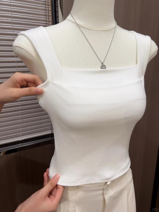 69.9💰得2件！“锁骨天花板”🔥【韩剧女主直角肩一字领背心】肩带加宽有弹力不勒卡，完美遮盖住副乳‼️ 商品图9