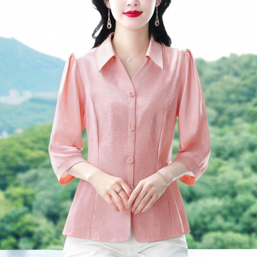 KQL B41N6578中袖时尚舒适衬衫减龄气质小衫上衣 商品图0