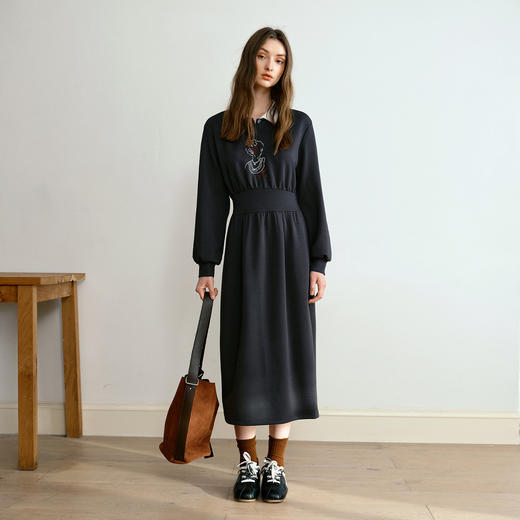 OLrain欧芮儿法式POLO领设计感针织连衣裙2025秋季新款时尚连衣裙 商品图3
