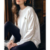 OLrain欧芮儿黑色休闲百搭女秋季2025新款宽松中长款磨毛长袖T恤 商品缩略图2