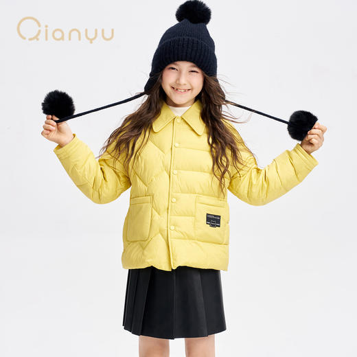 笛莎千与2025冬季新款男女童简约时尚衬衫式翻领轻薄羽绒服 商品图3