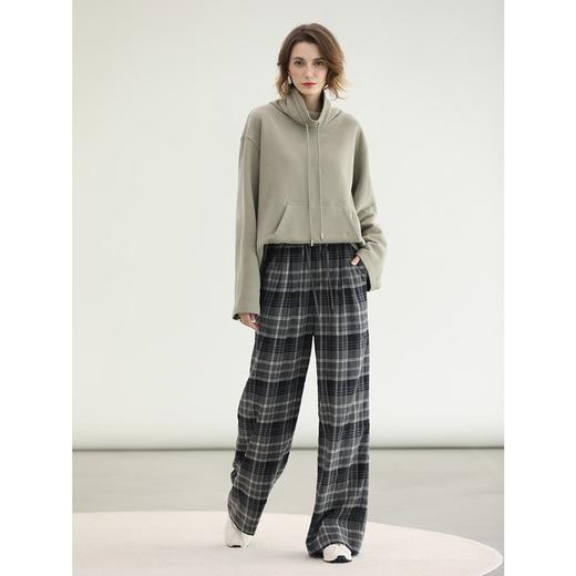 COCOBELLA通勤格纹阔腿裤秋新款休闲裤女小个子直筒裤PA3093 商品图3