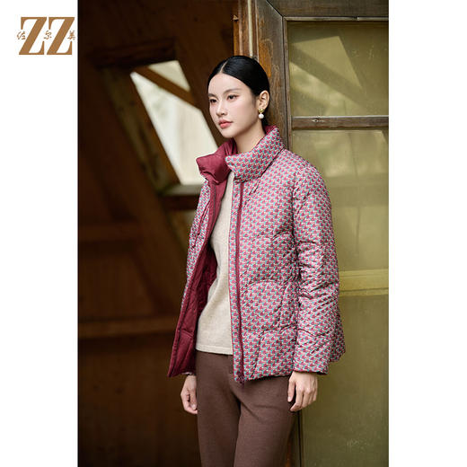 佐尔美冬季新款 经典双面穿老钱风立领羽绒服女M44YY08 商品图2
