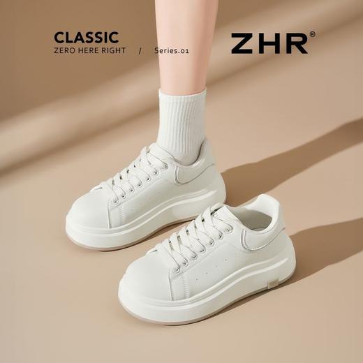 ZHR则则经典厚底小白鞋2025秋季百搭运动休闲板鞋舒适内增高女鞋 商品图5