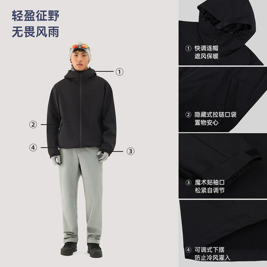 TECTOP/探拓户外服男软壳衣加绒防风防泼水透气徒步登山连帽外套 商品图1