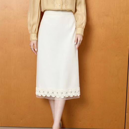 「自」全新升级【铂金会员165/天猫219/差价54】(04217)洛诗琳法式镂空蕾丝半身裙2025秋季气质高腰直筒通勤半裙女 商品图0
