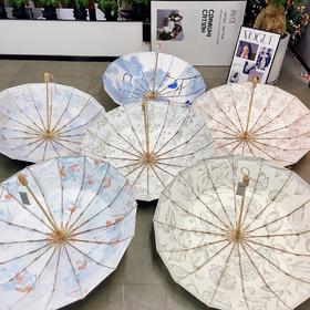 ❤️清仓雨季冲！💰39.9到手！真·铝合金！！🎀【原木伞柄16骨晴雨两用插画伞】，99%紫外线阻隔+UPF50+，0%零透光率。⁧能抗9级大风🌬️